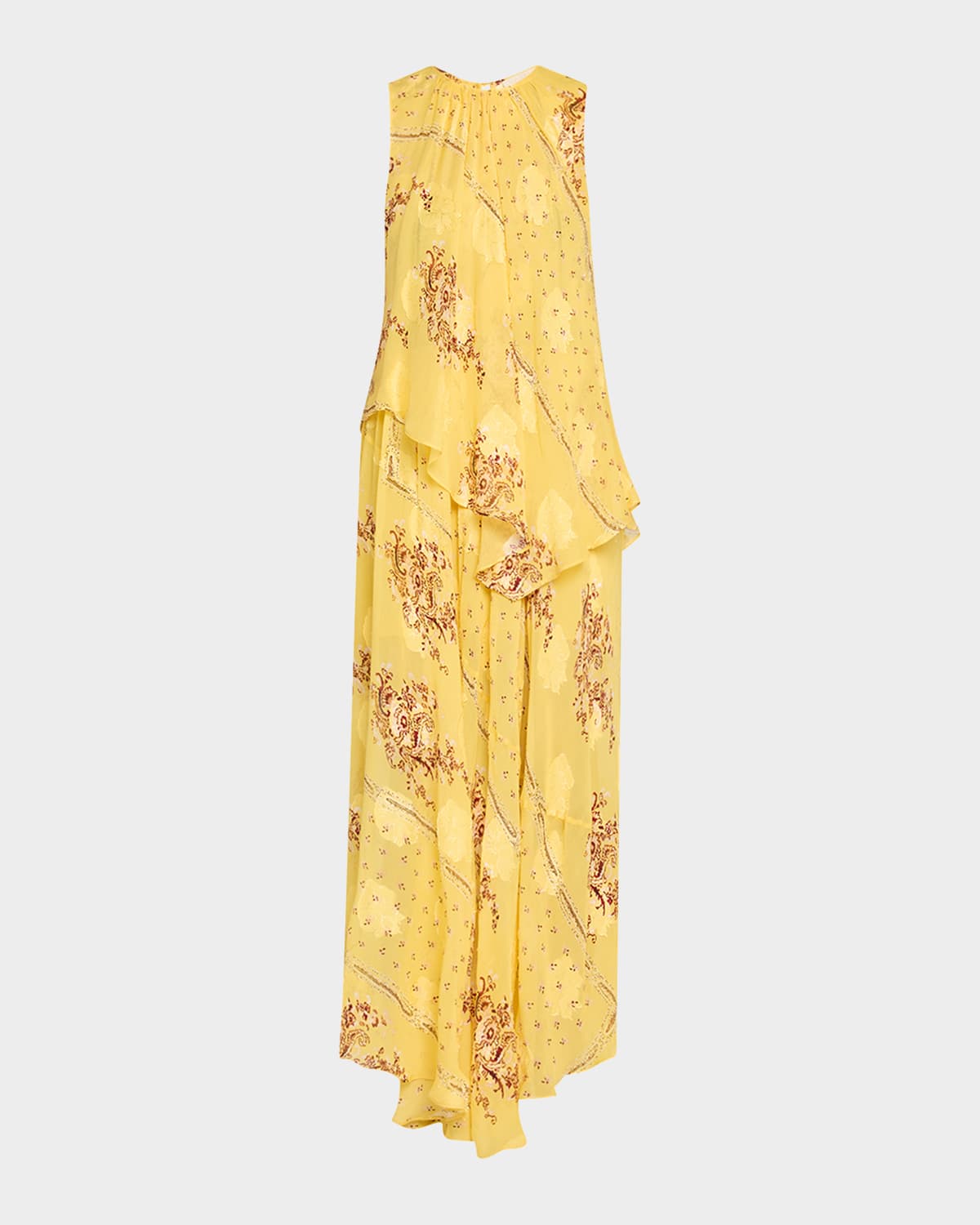 Ulla Johnson Caprice Asymmetric Layered Silk Dress In Yellow