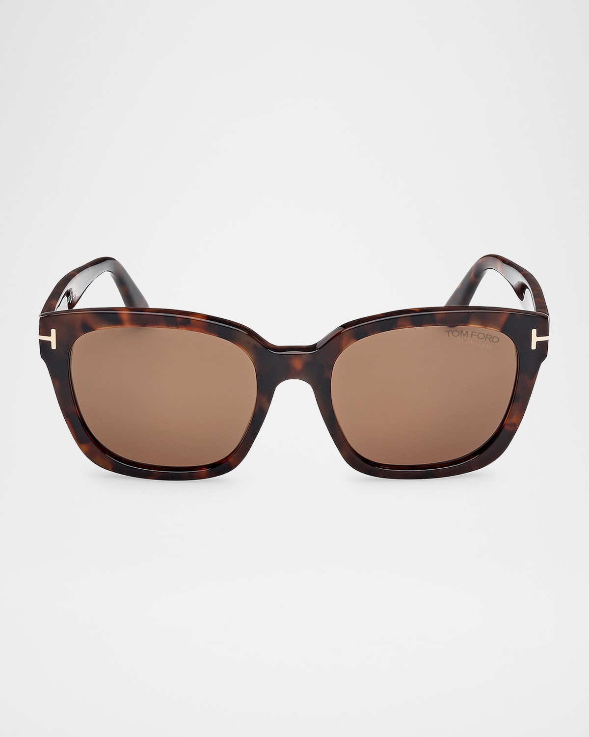 Tom Ford Haylay Acetate Rectangle Sunglasses In Shiny Dark Havana