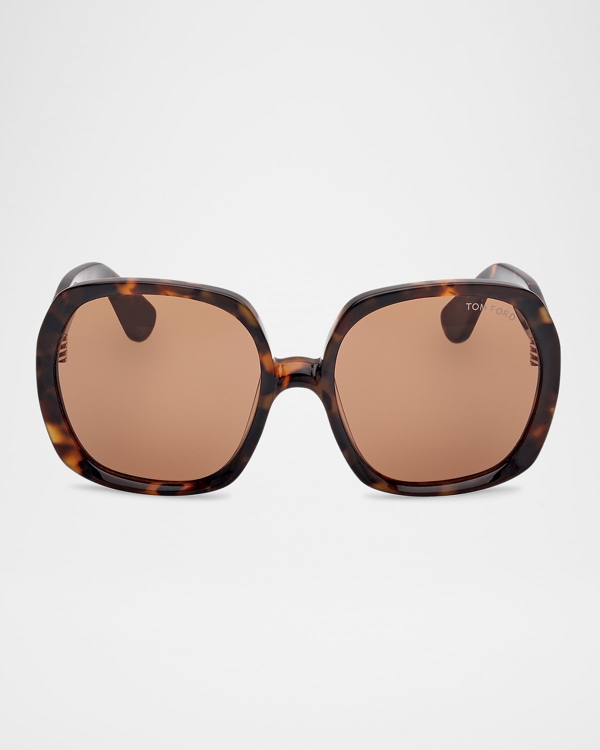 Tom Ford Saffron Acetate Round Sunglasses In Shiny Dark Havana
