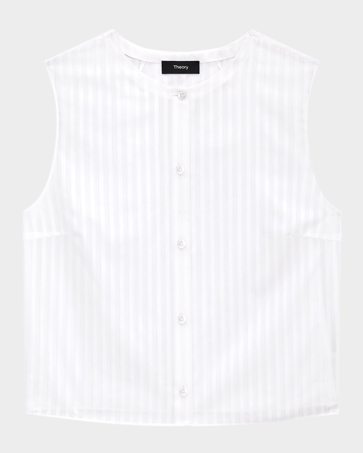 Stripe Button-Front Sleeveless Shell