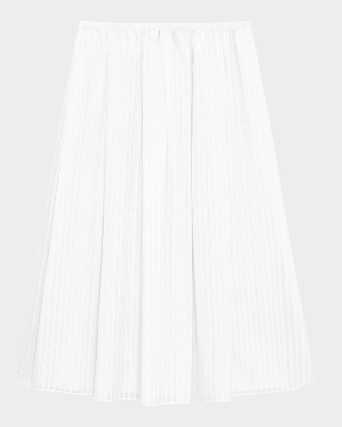 Stripe Pleated Midi Skirt