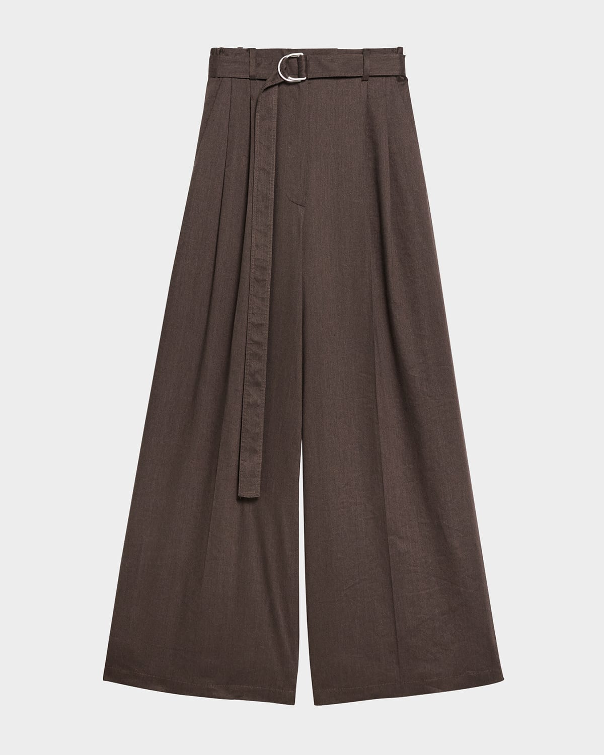 Wide Double-Pleat Trousers with Belt