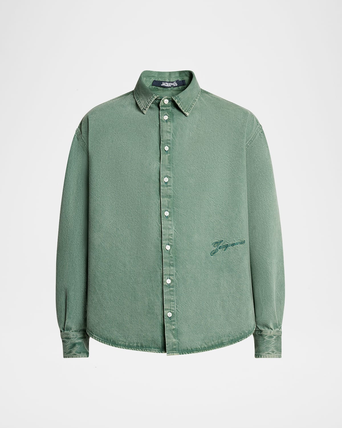 Jacquemus Men's De-nimes Simon Casual Button-down Shirt In Green