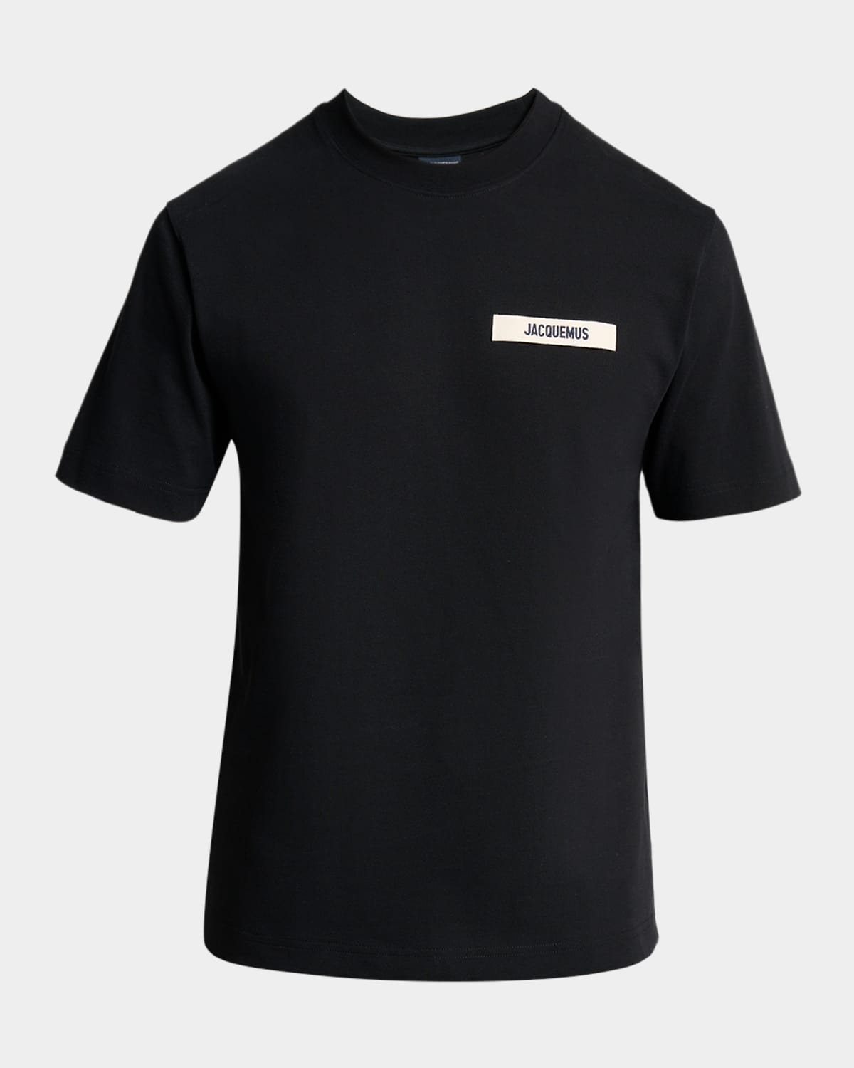 Jacquemus Le T-shirt Gros Grain Black T-shirt With Logo Patch On The Front In Cotton Man In Black