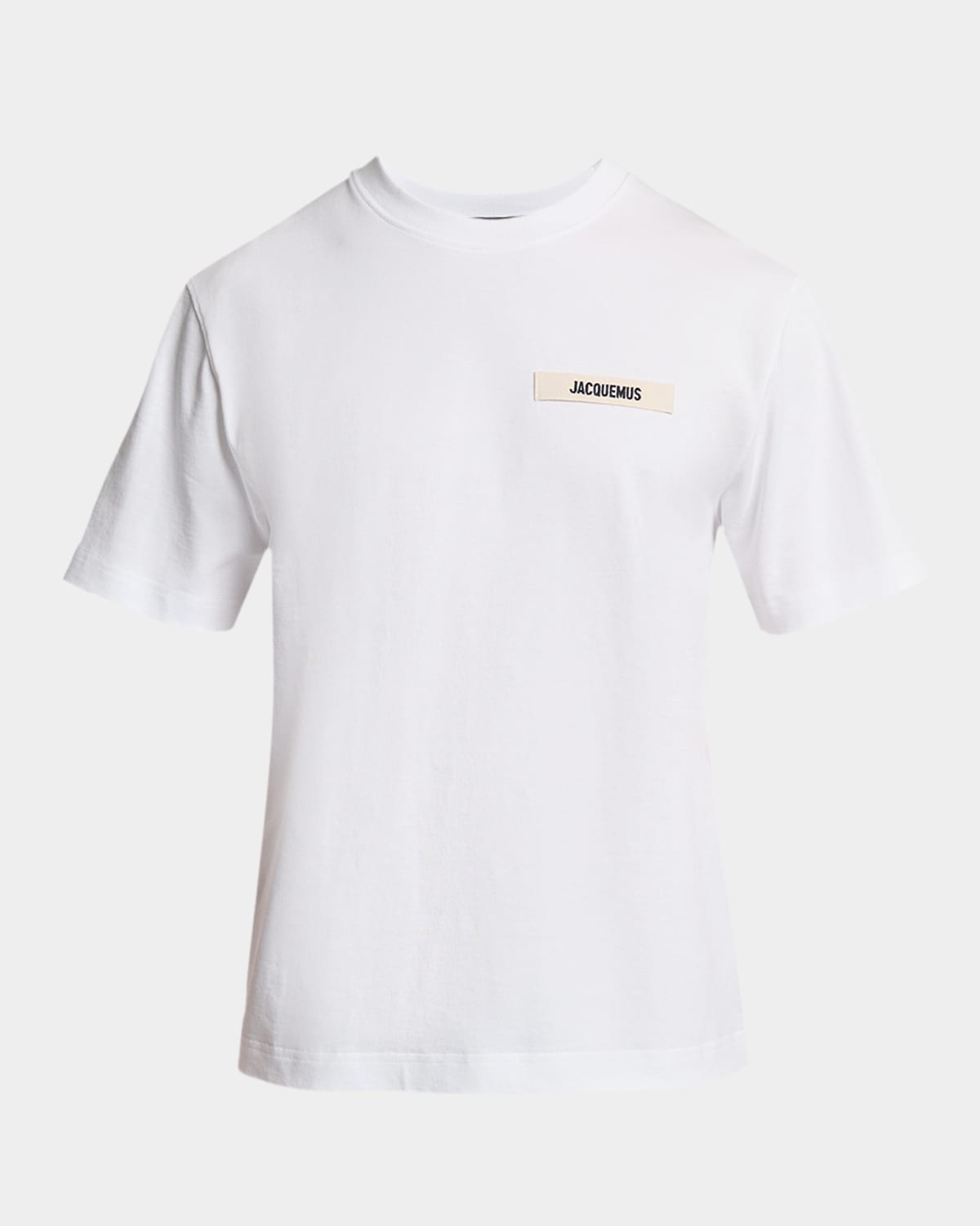 Jacquemus Men's Grosgrain Logo Crewneck T-shirt In White