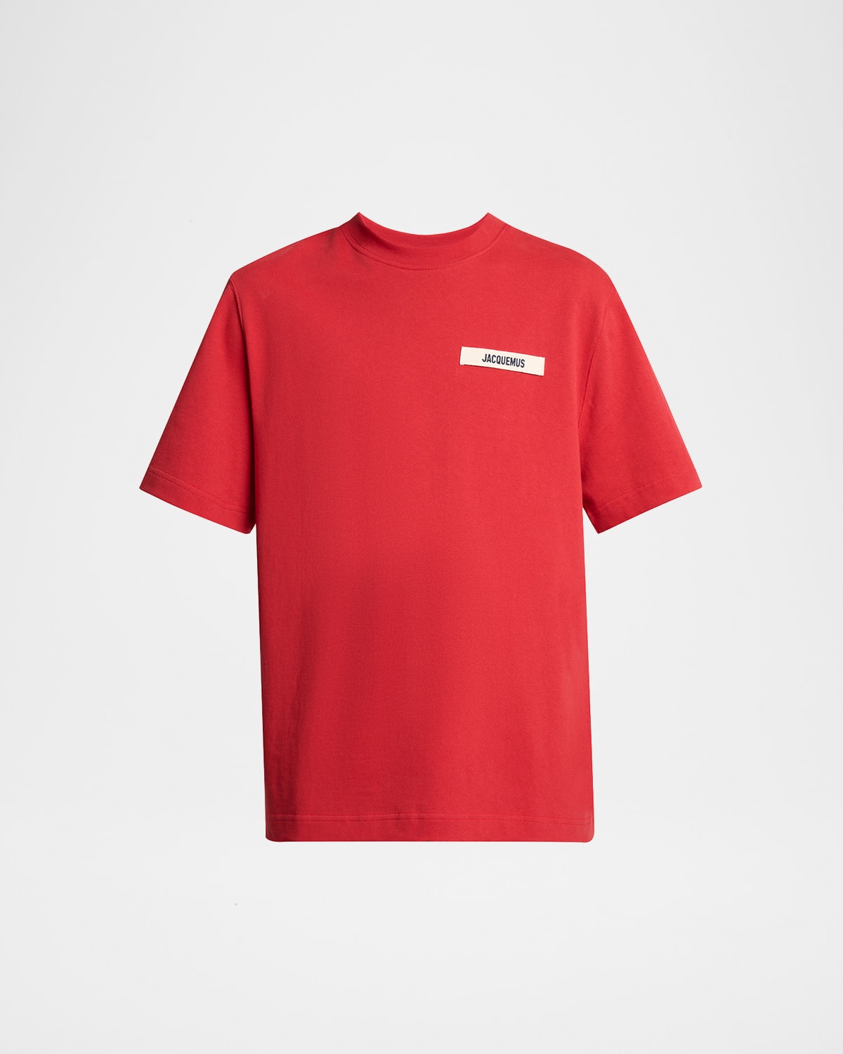 Jacquemus Le T-shirt Gros Grain Red T-shirt With Logo Patch On The Front In Cotton Man In Red