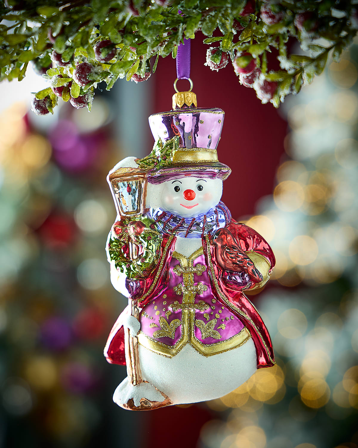 Neiman Marcus Snowman With Lantern Christmas Ornament