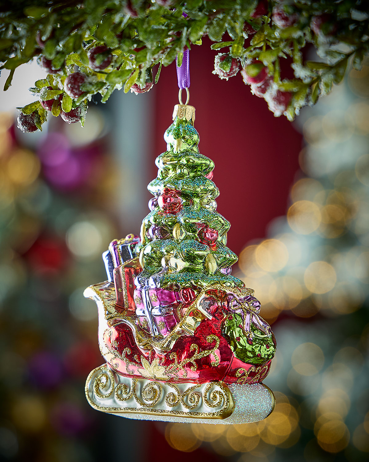 Neiman Marcus Sleigh With Tree Christmas Ornament