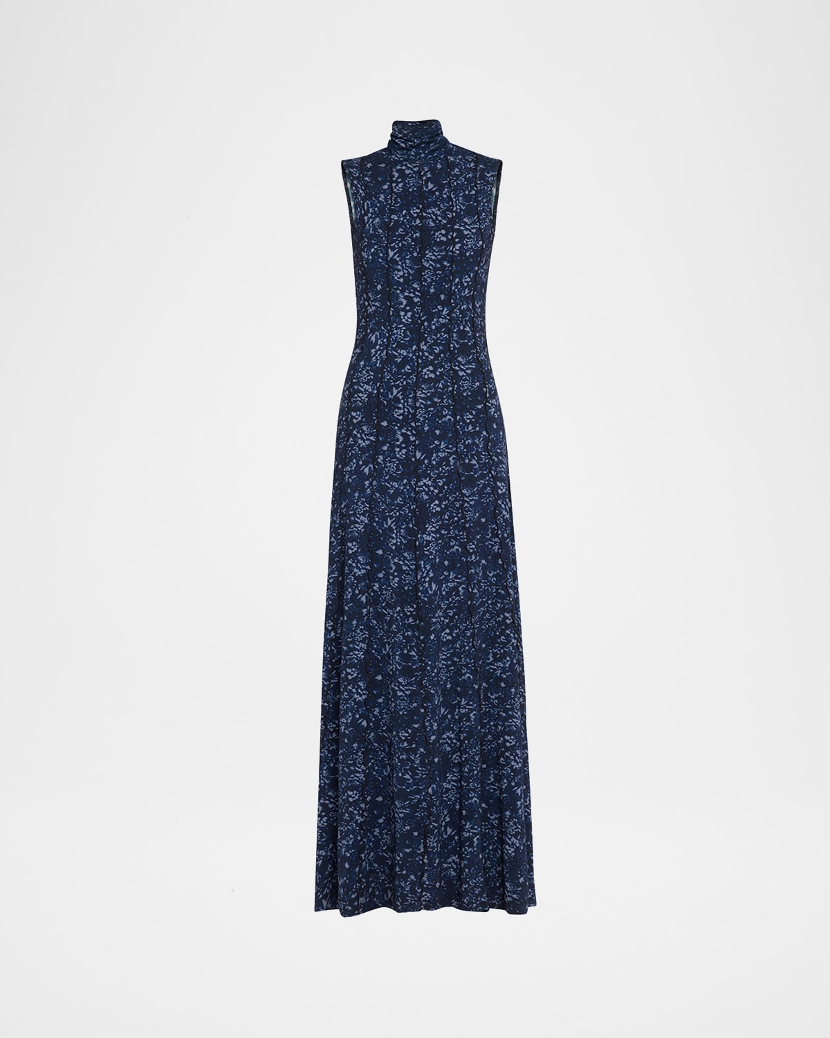 Proenza Schouler White Label Valentina Printed Jersey Turtleneck Maxi Dress In Blue
