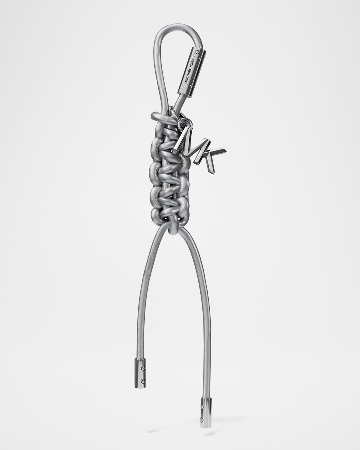 Michael Michael Kors Metallic Braided Bag Charm In Silver
