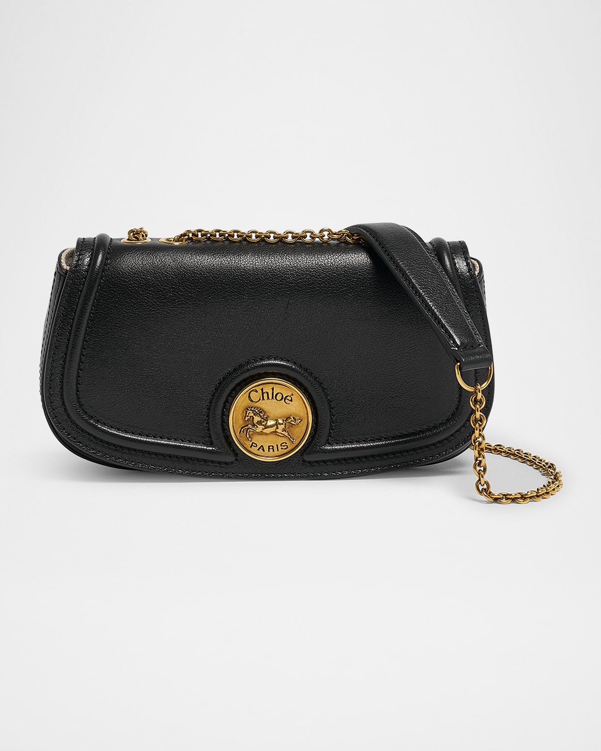 Chloé Horse Medal Wallet On Chain In Grained Leather