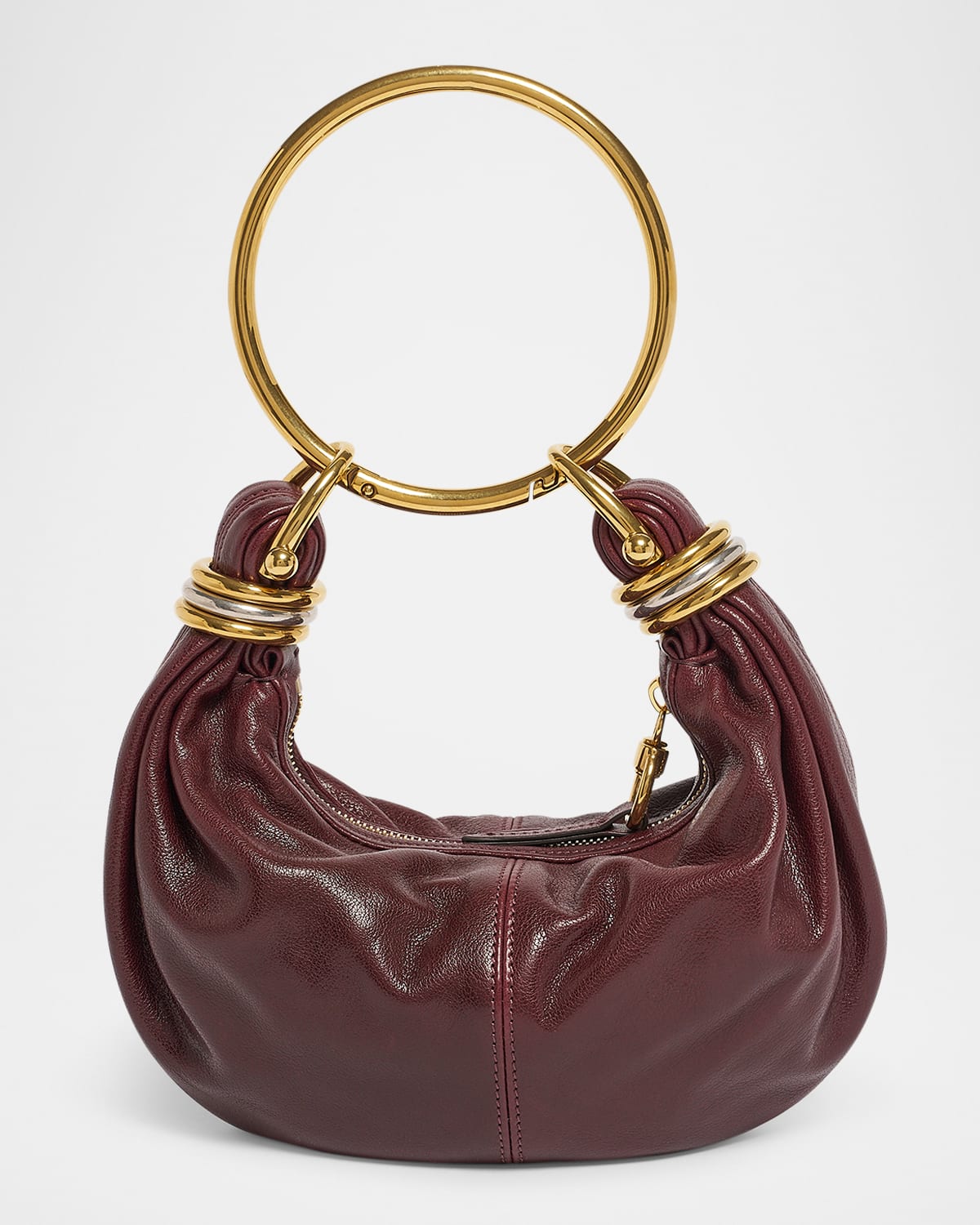 Chloé Brarcelet Mini Top-handle Bag In Grained Leather In Red