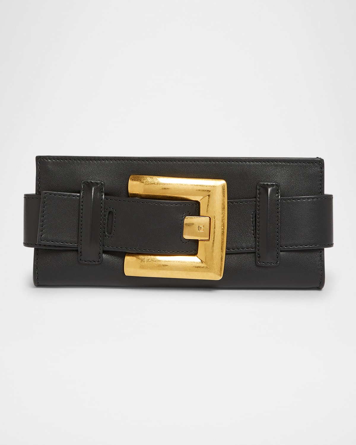 Balmain Anthem Buckle-detail Calfskin-leather Clutch