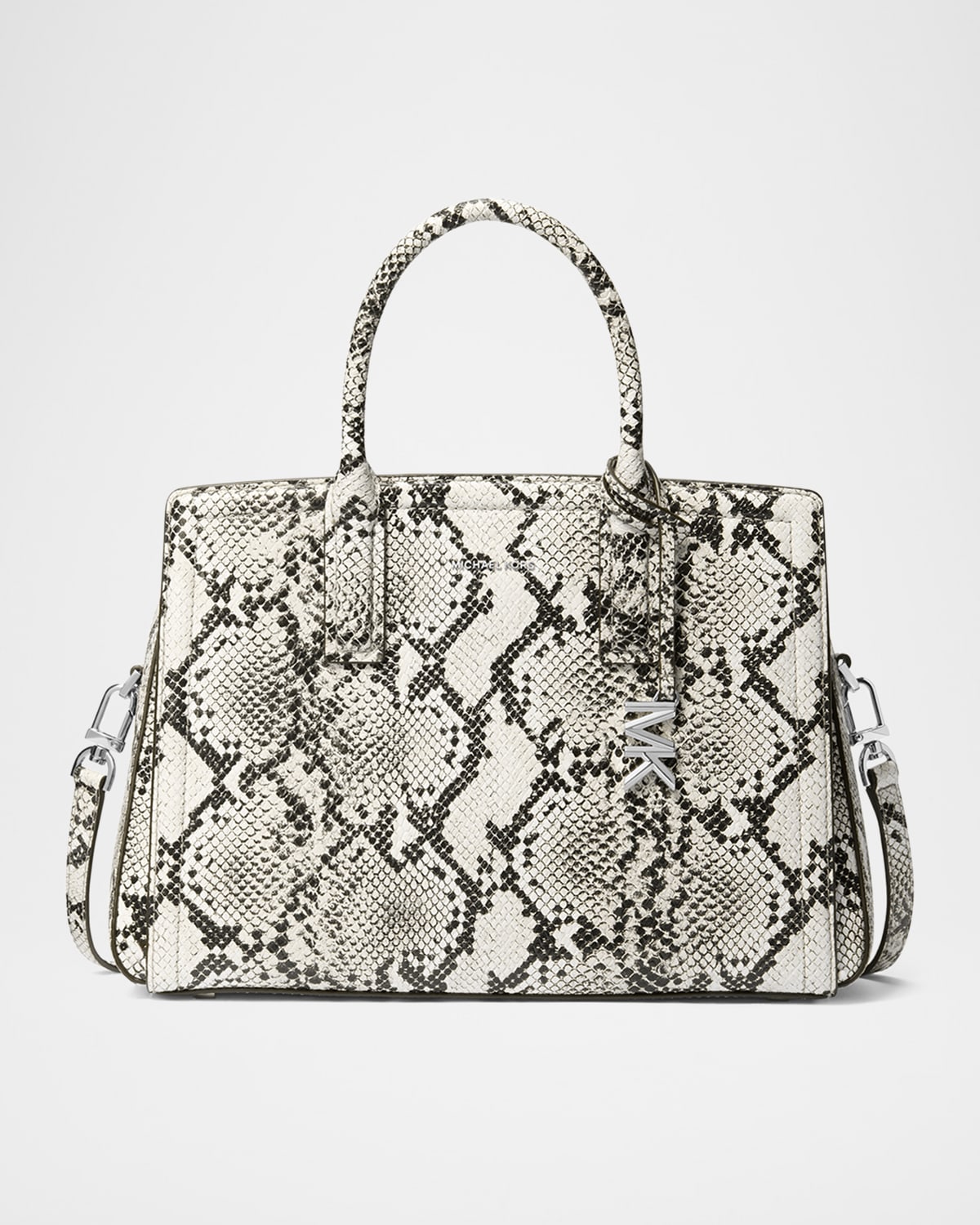 MICHAEL MICHAEL KORS LAILA MEDIUM SNAKE-PRINT LEATHER SATCHEL BAG 