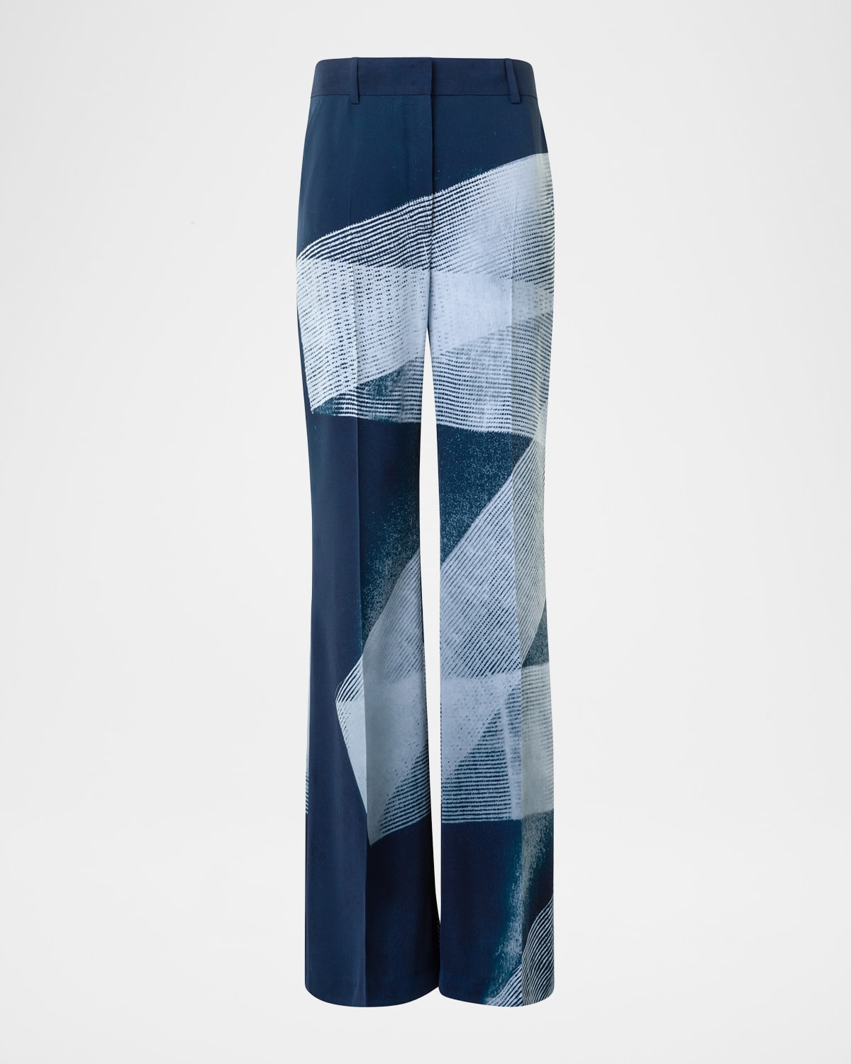 Akris Florine Zigzag-print Wide-leg Pants In Blue