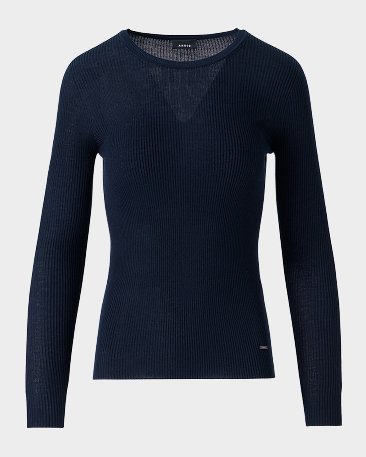 Akris Seamless Rib Knit Fitted Sweater In Blue