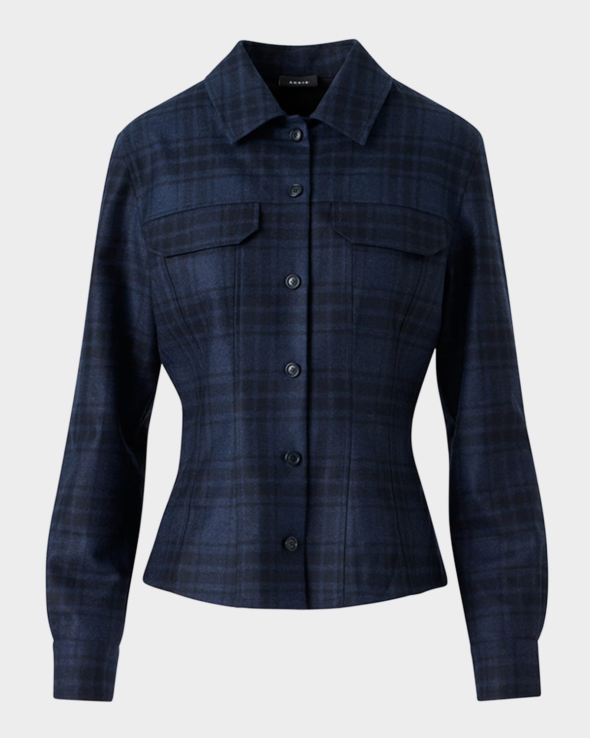 Akris Long-sleeve Check Flannel Shirt In Blue
