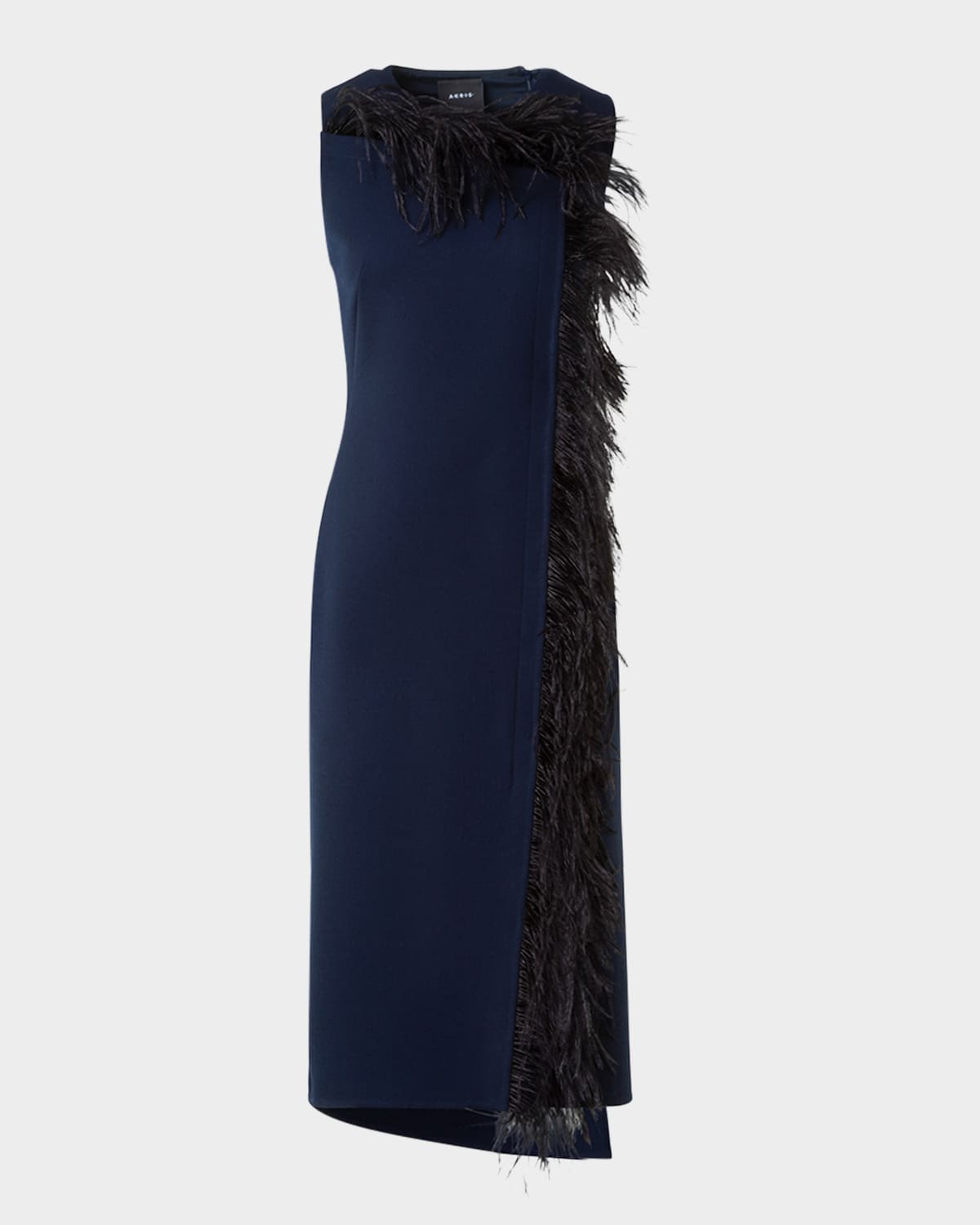 Akris Asymmetric Double-face Wool Midi Dress In Multi