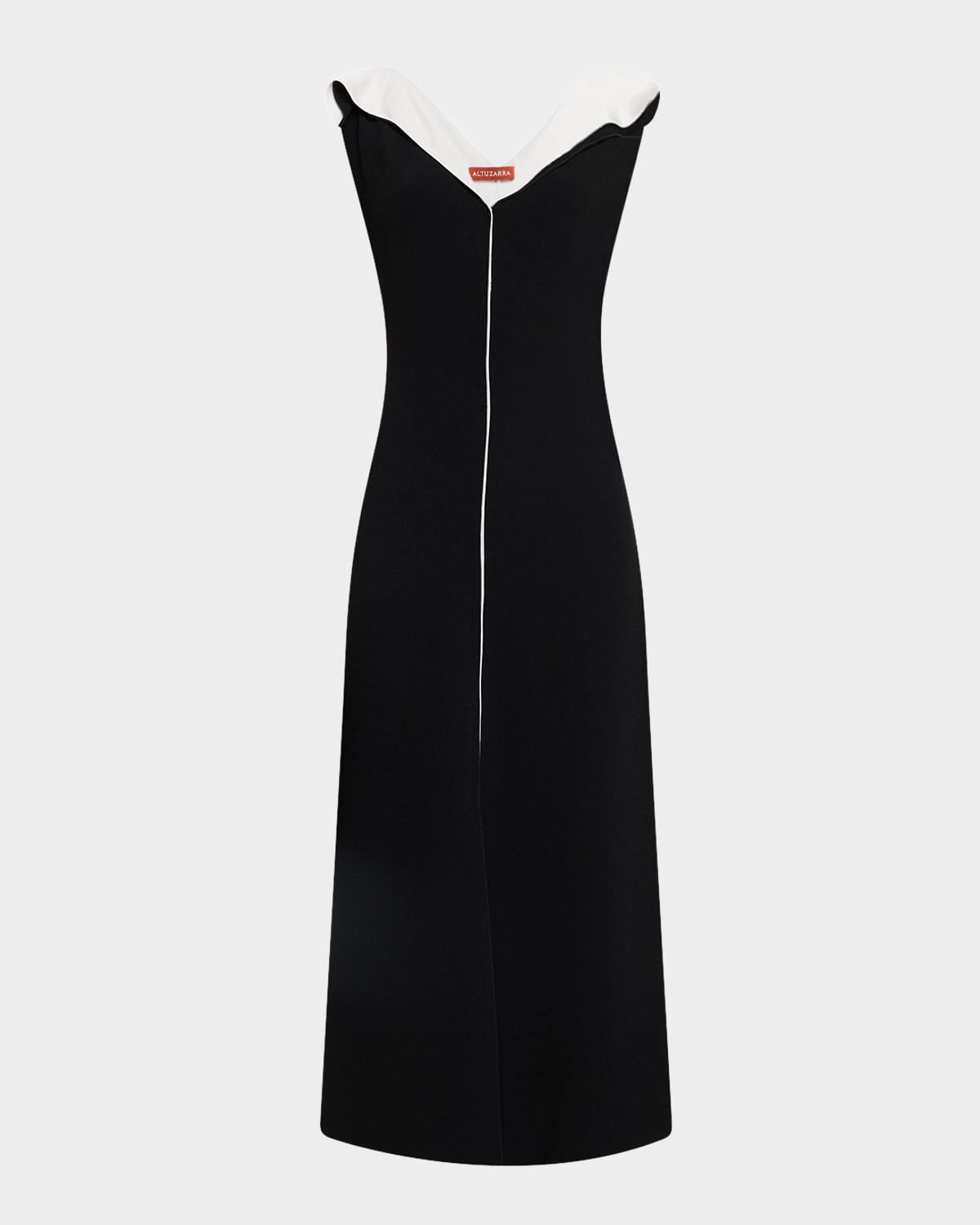 ALTUZARRA JOPHEE LAYERED RUFFLE V-NECK MIDI DRESS 