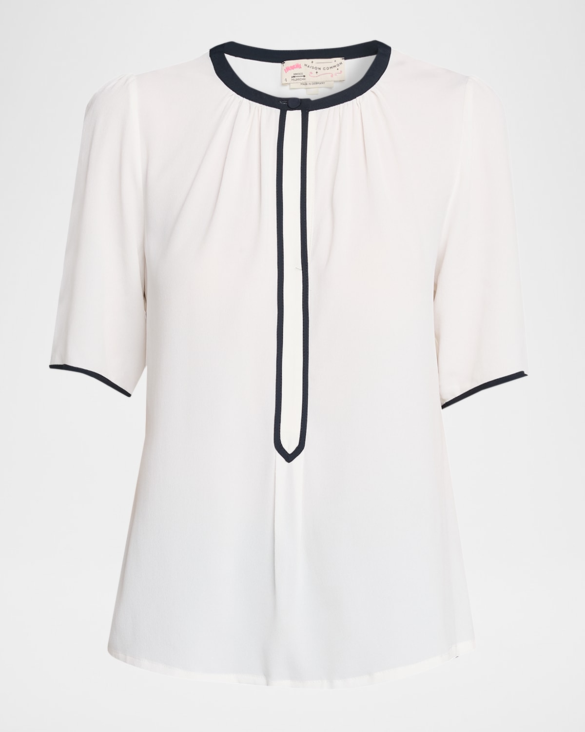 Maison Common Silk-blend Blouse With Piping In White