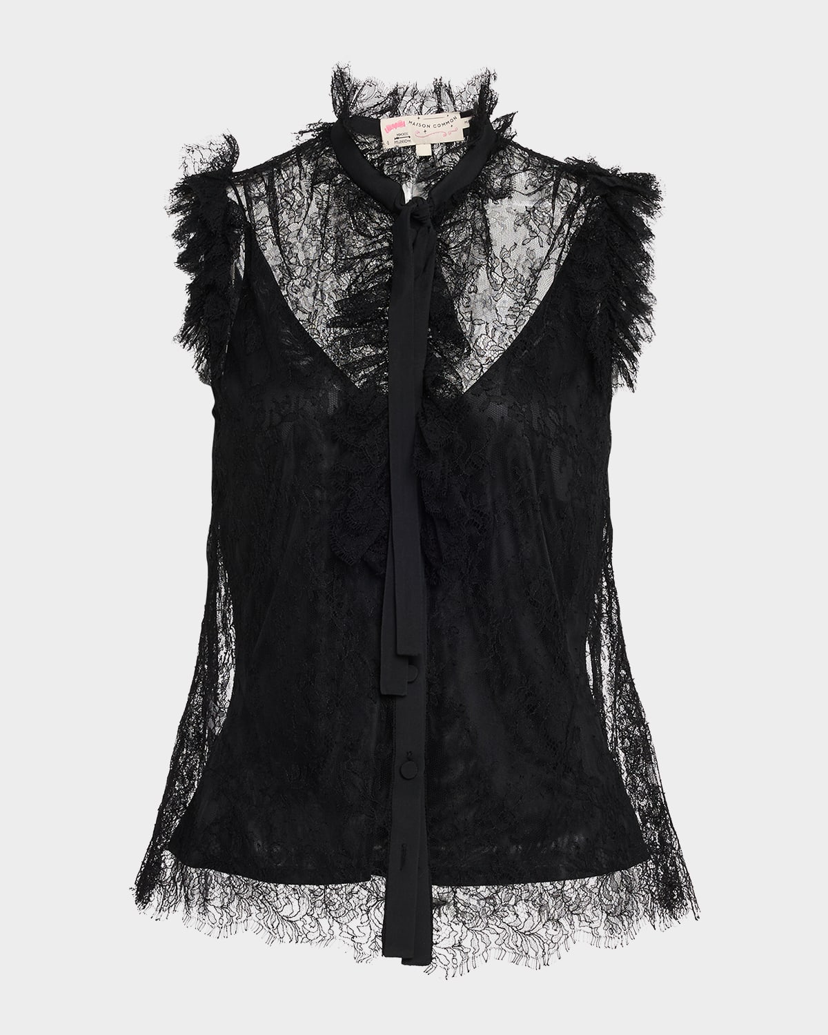 Maison Common Sleeveless Lace Blouse With Cami In Black