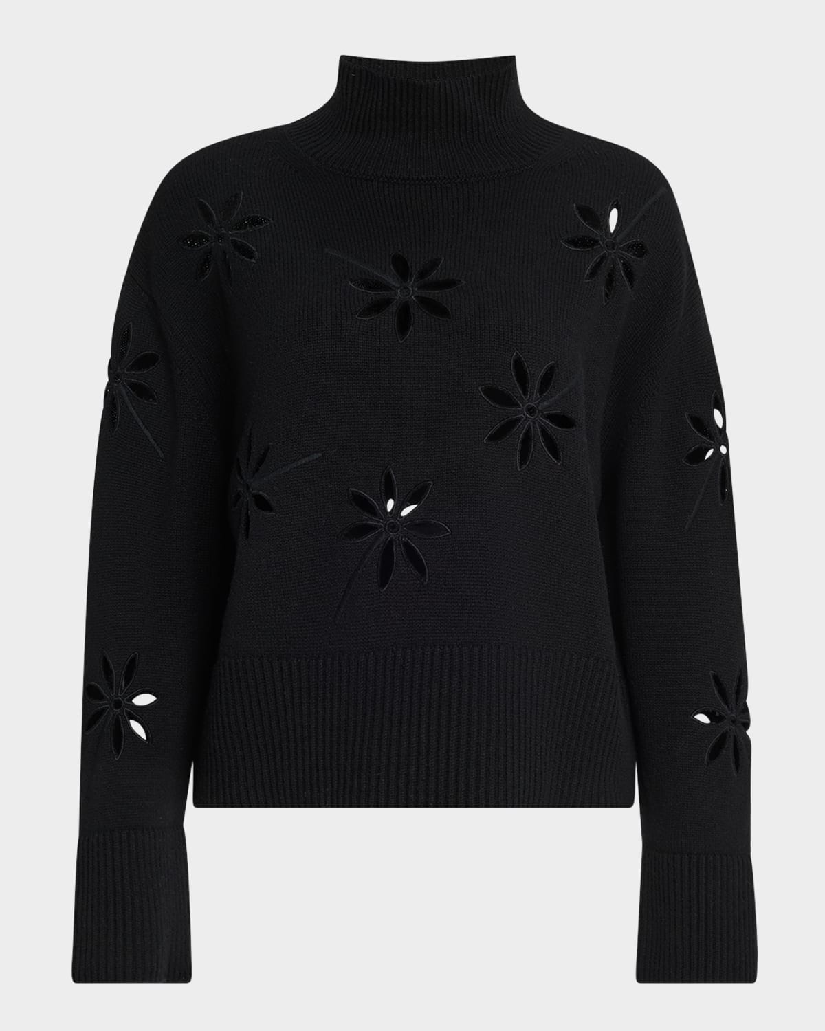 Maison Common Mock-neck Cutout Wool-cashmere Sweater In Black