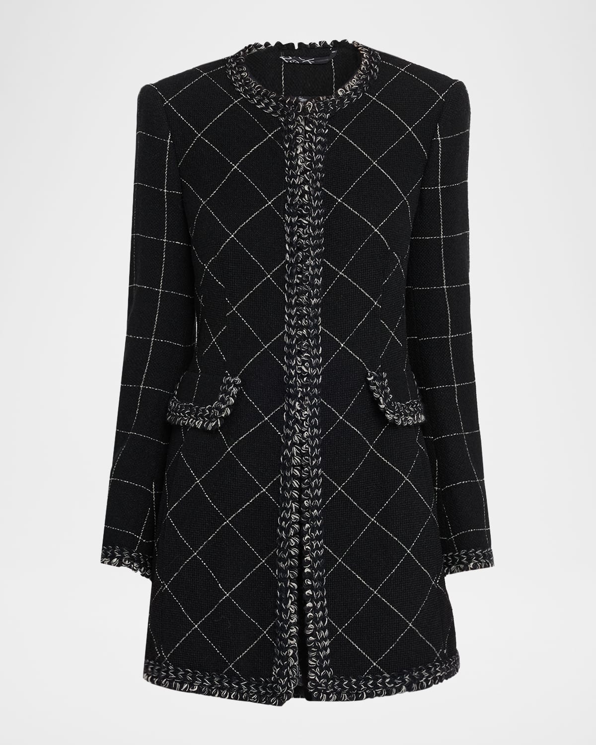 Maison Common Windowpane Wool Single-breasted Jacket In Black
