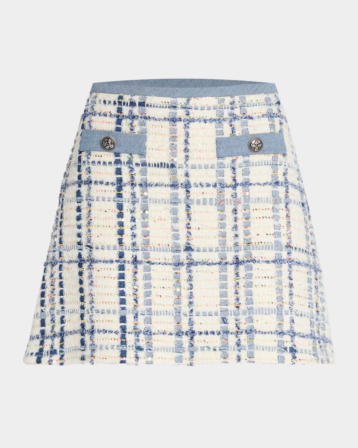 Maison Common Wool-Blend Paillette Tweed Mini Skirt