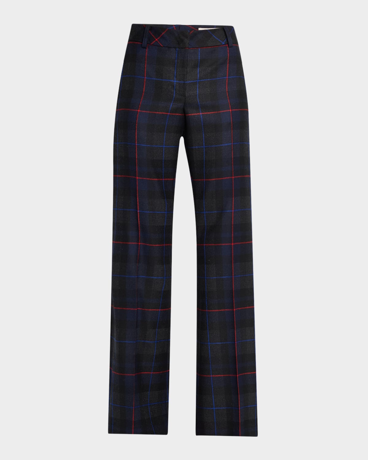 Maison Common Plaid Wool Wide-leg Pants In Black