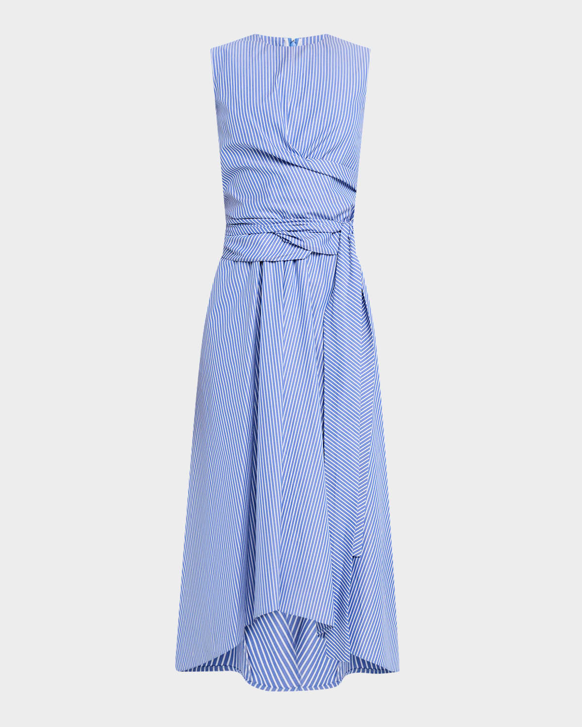 ALTUZARRA PENNY STRIPED DRAPED WRAP MIDI DRESS 