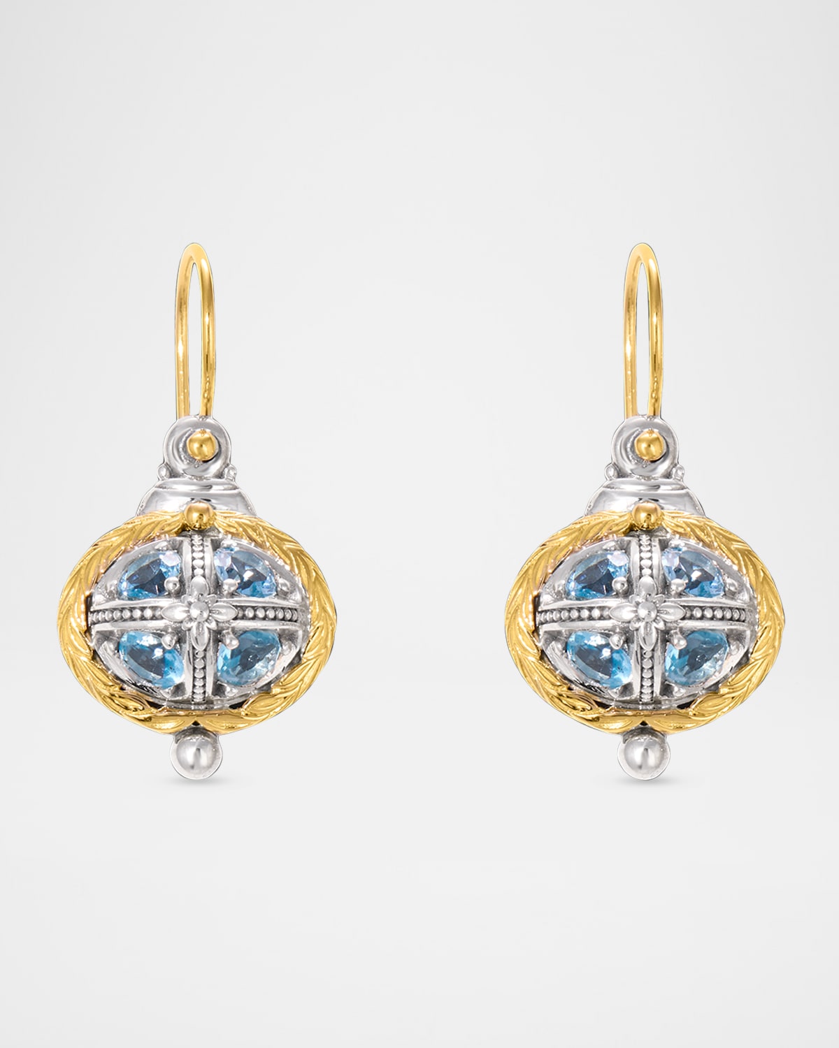 Kyma Silver and Gold Sky Blue Topaz Earrings