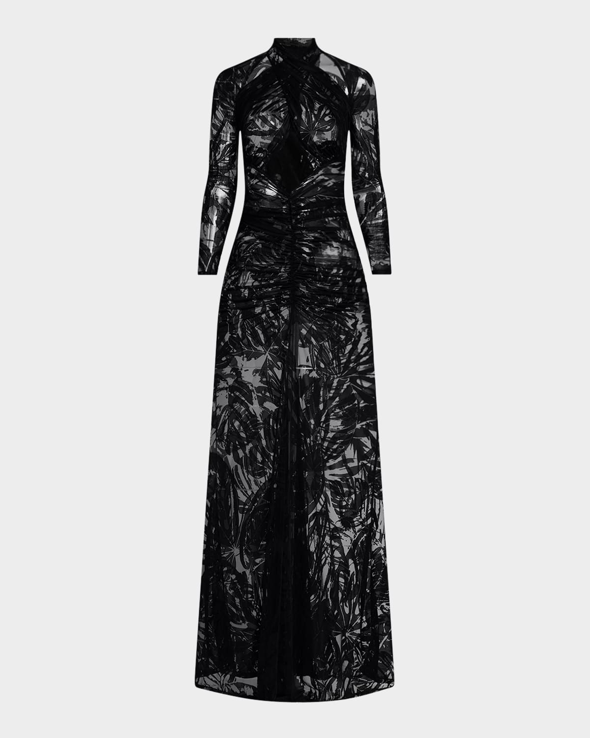 Lapointe Burnout Jersey Crossover Halter Ruched Gown In Black