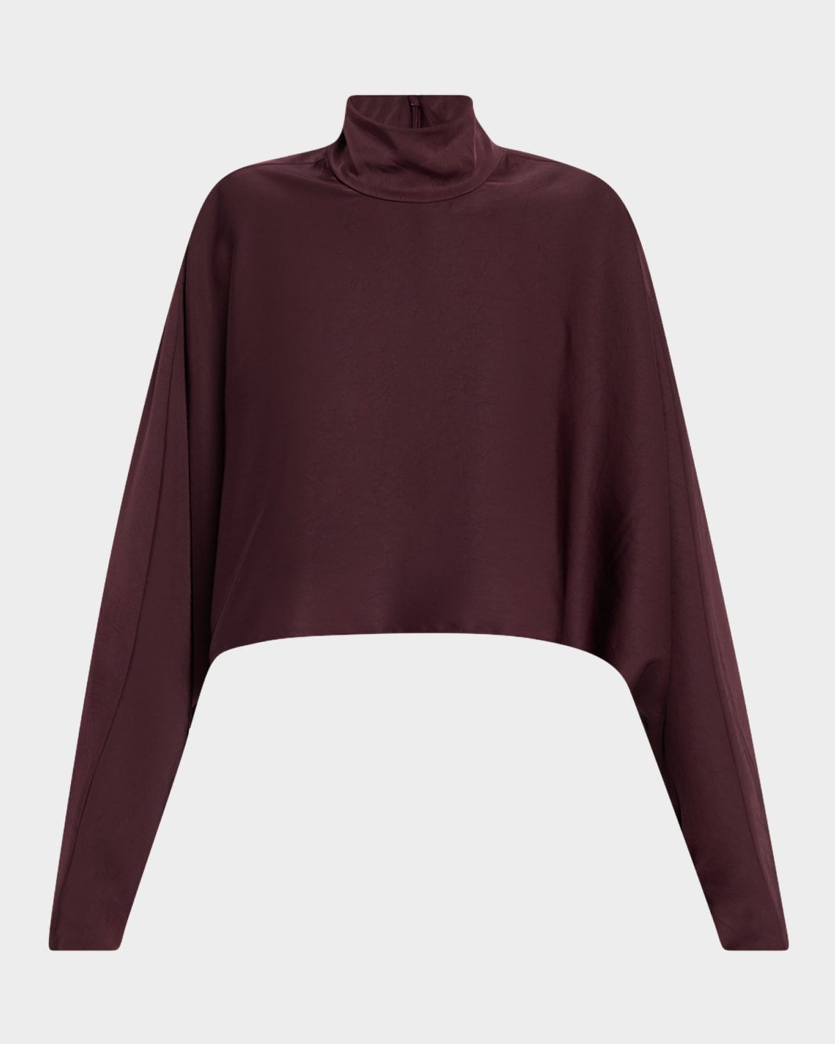 Lapointe Mock-neck Lightweight Georgette Ruched Top