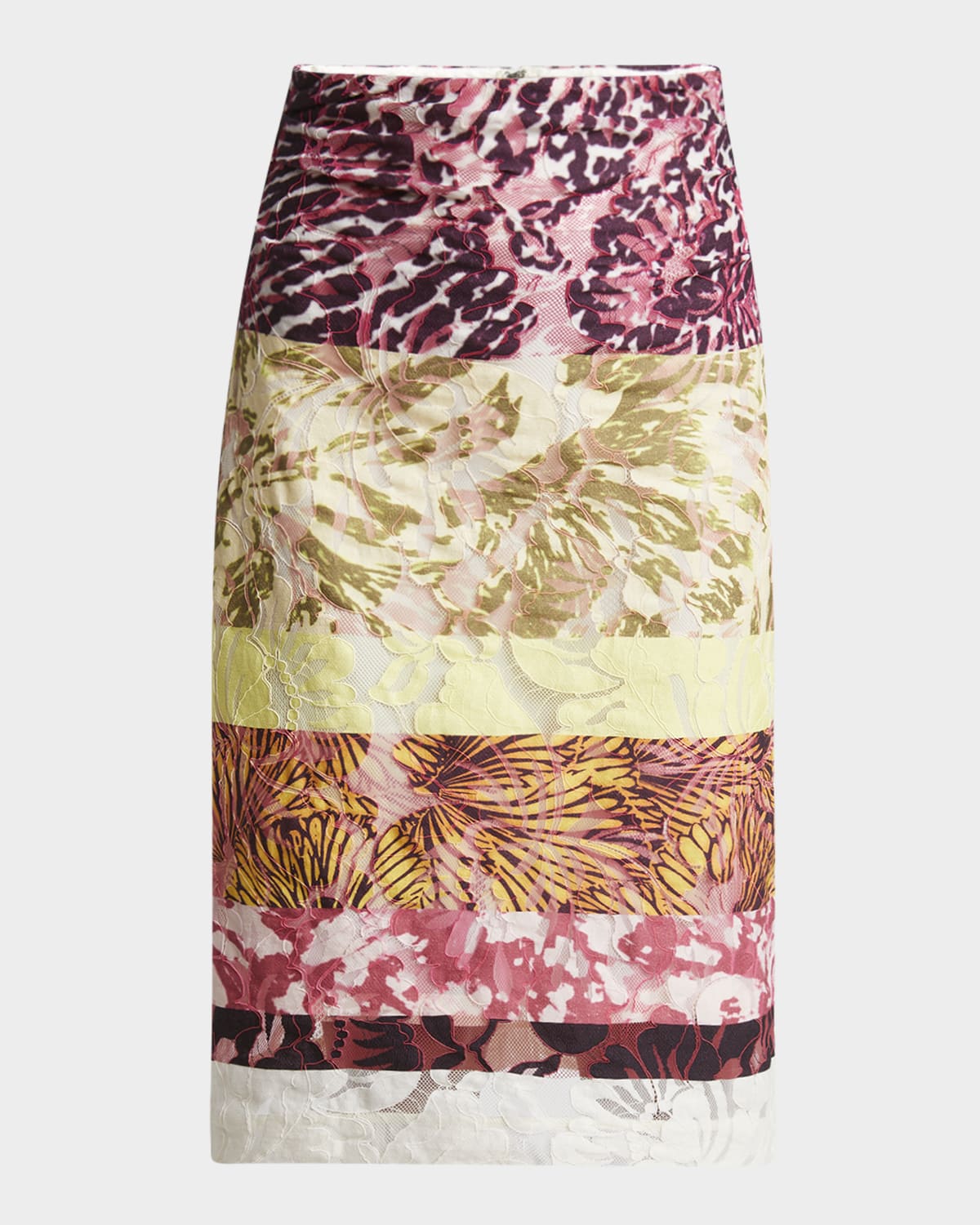 Dries Van Noten Womens Burgundy Floral Mid-waist Stretch-woven Midi Skirt