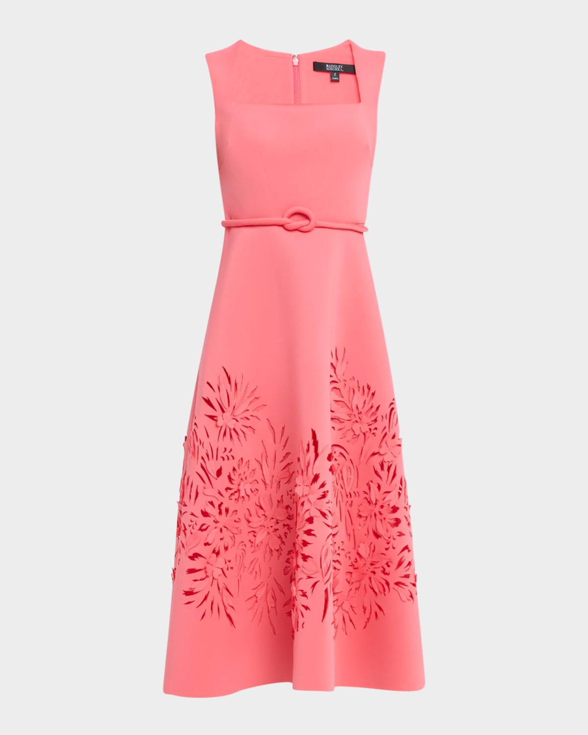 Cutout Square-Neck Scuba Midi Dress