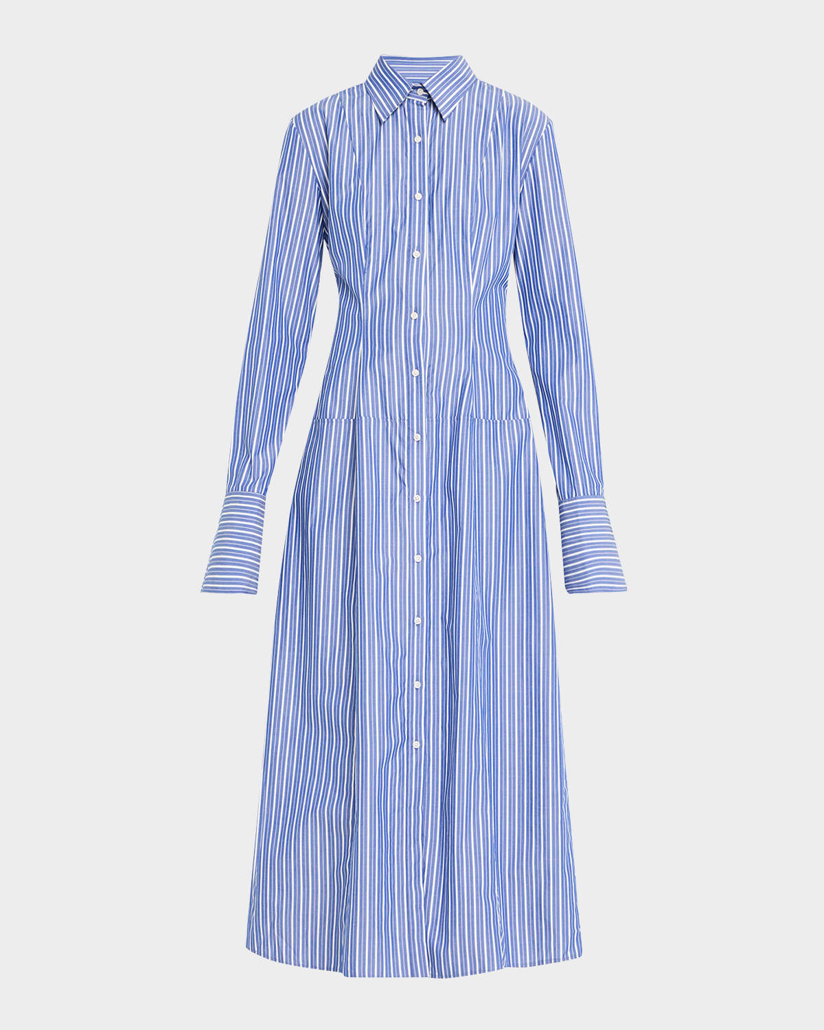 Brandon Maxwell Sammy Striped Collared Midi Shirtdress