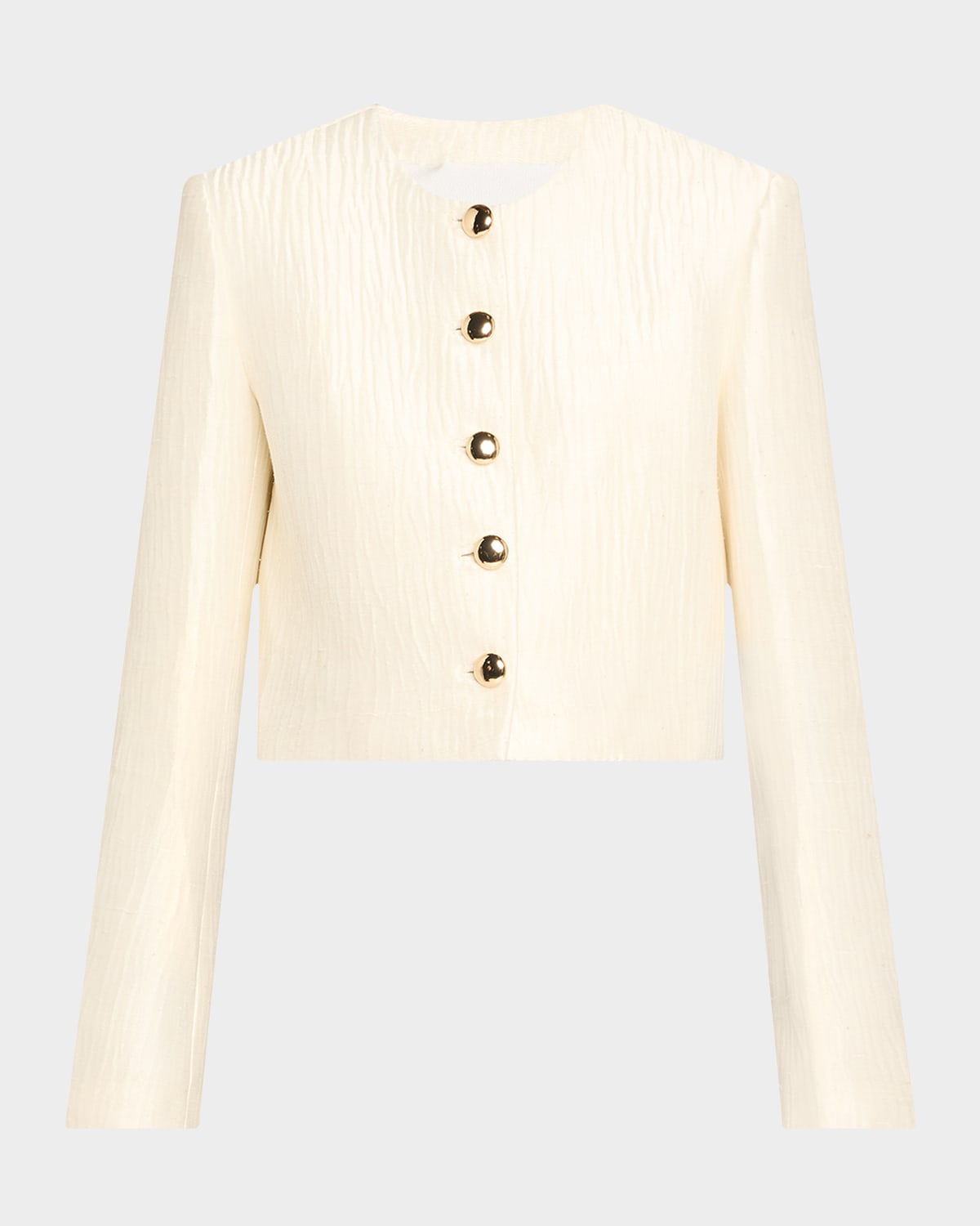 Brandon Maxwell The Ryder Cropped Crinkled Silk-satin Jacket In White