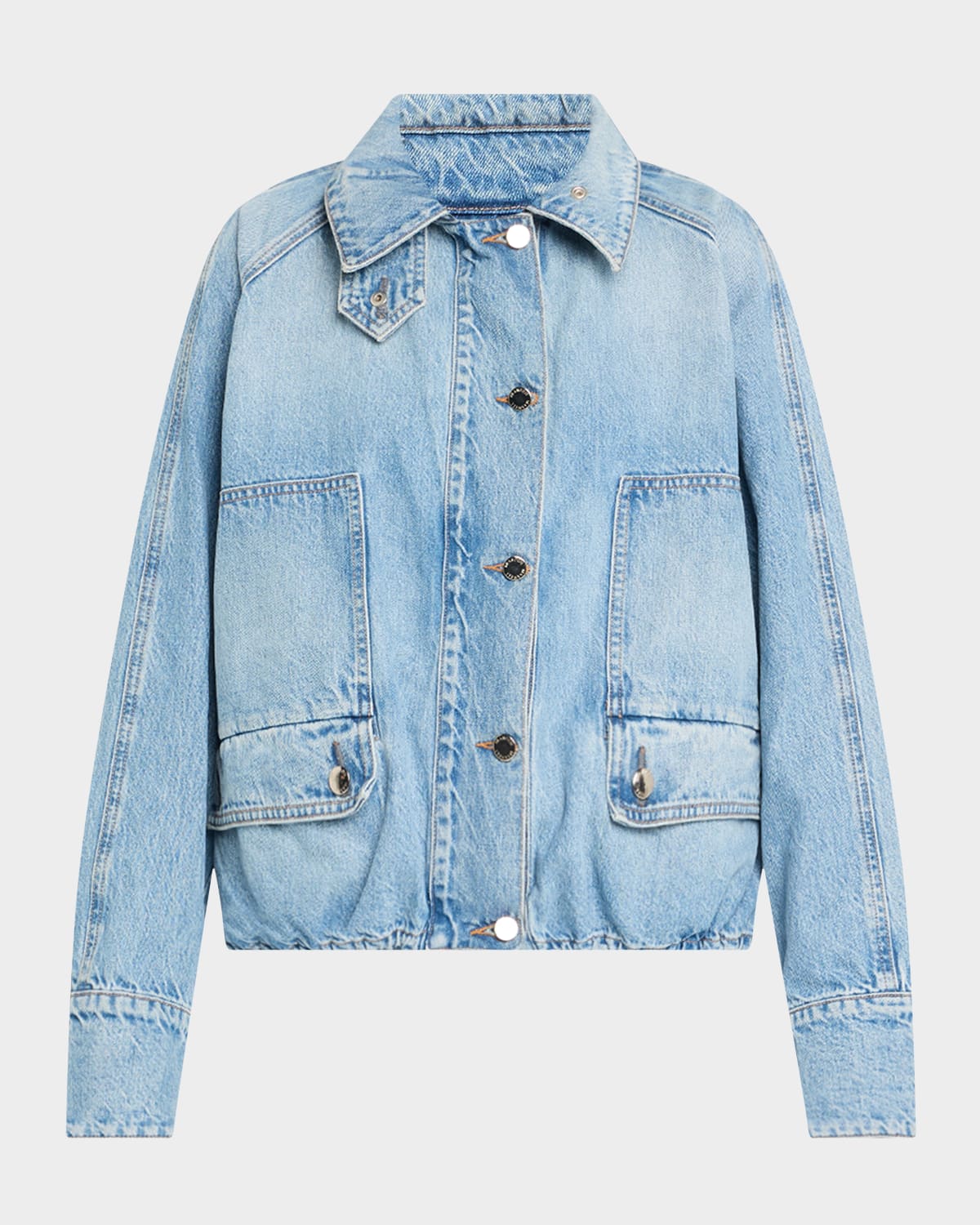 Brandon Maxwell Harper Denim Balloon Jacket In Blue