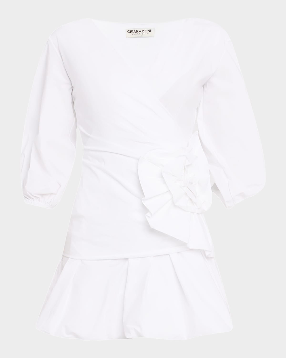 Flower-Embellished Stretch Cotton Maxi Dress