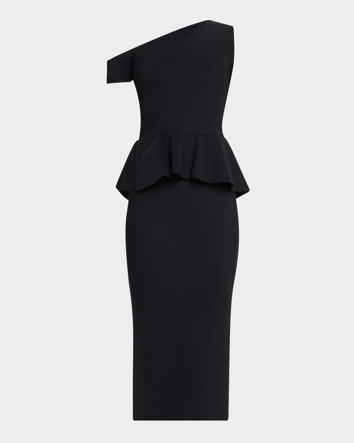 Bodycon One-Shoulder Peplum Midi Dress