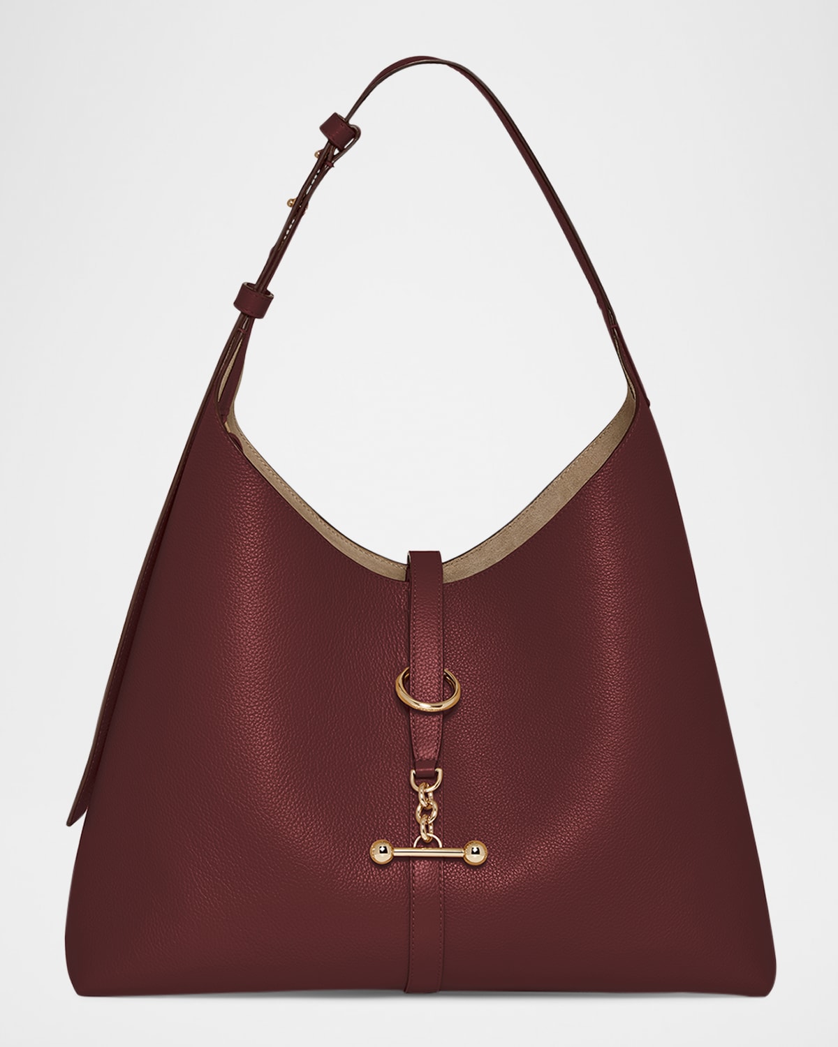 Strathberry Kite Fine Grain Leather Toggle Hobo Bag In Burgundy