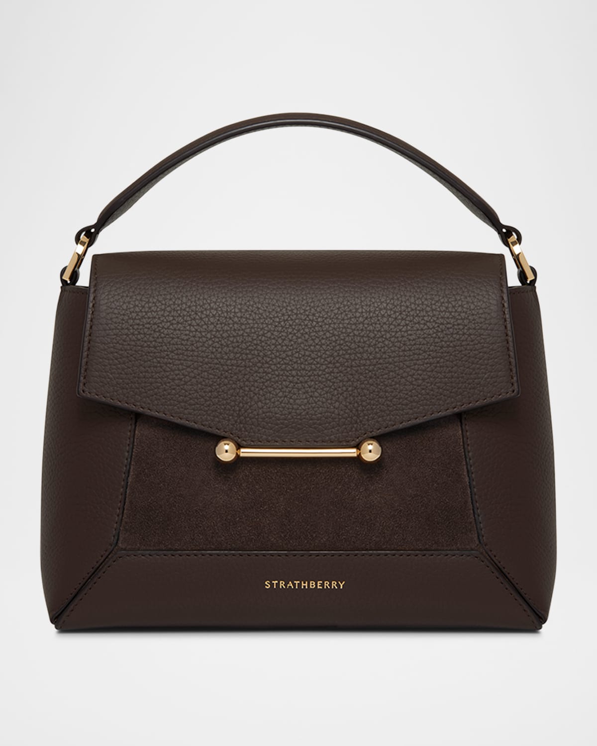 Strathberry Mosaic Grain Leather Top-handle Bag In Brown