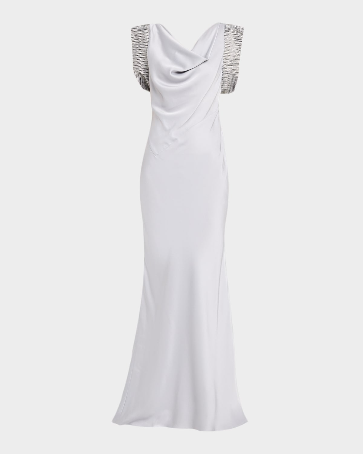 Stella Mccartney Strass Cap-sleeve Twisted Satin Gown In Blue
