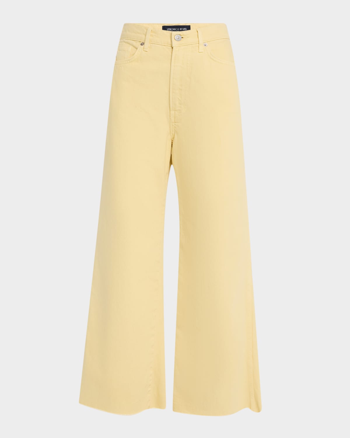 Veronica Beard Taylor High Waist Fray Hem Crop Wide Leg Jeans In Neutral