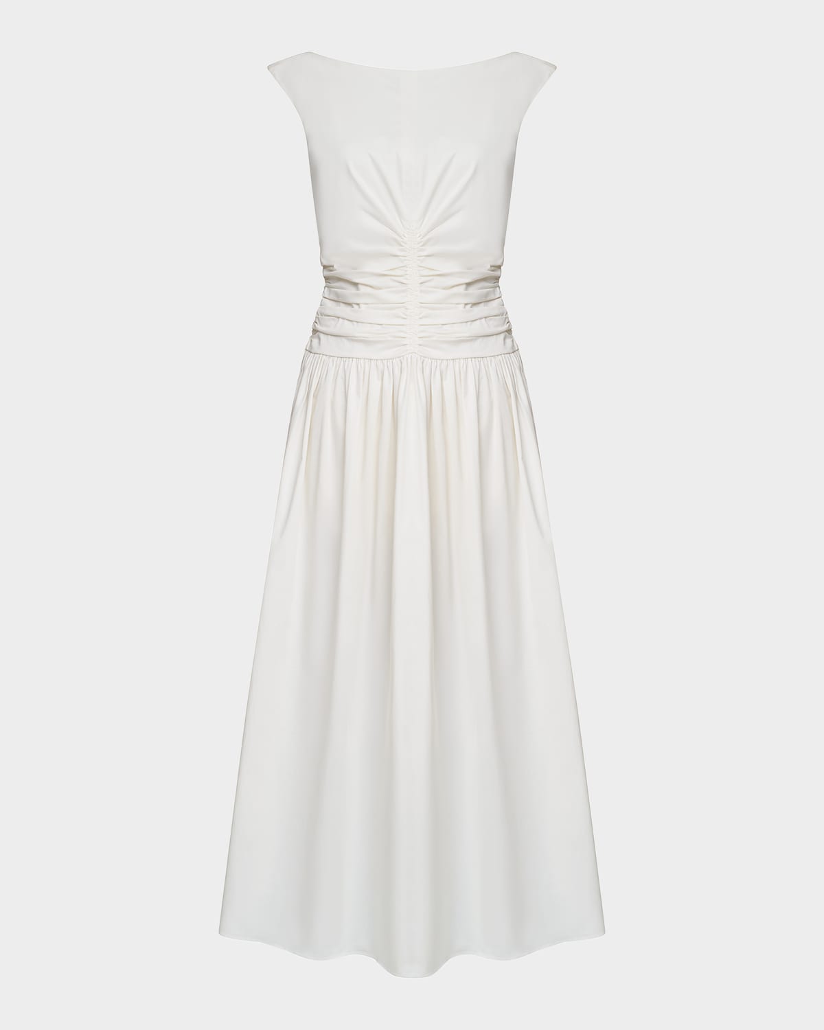 Imani Ruched Cotton Poplin Midi Dress