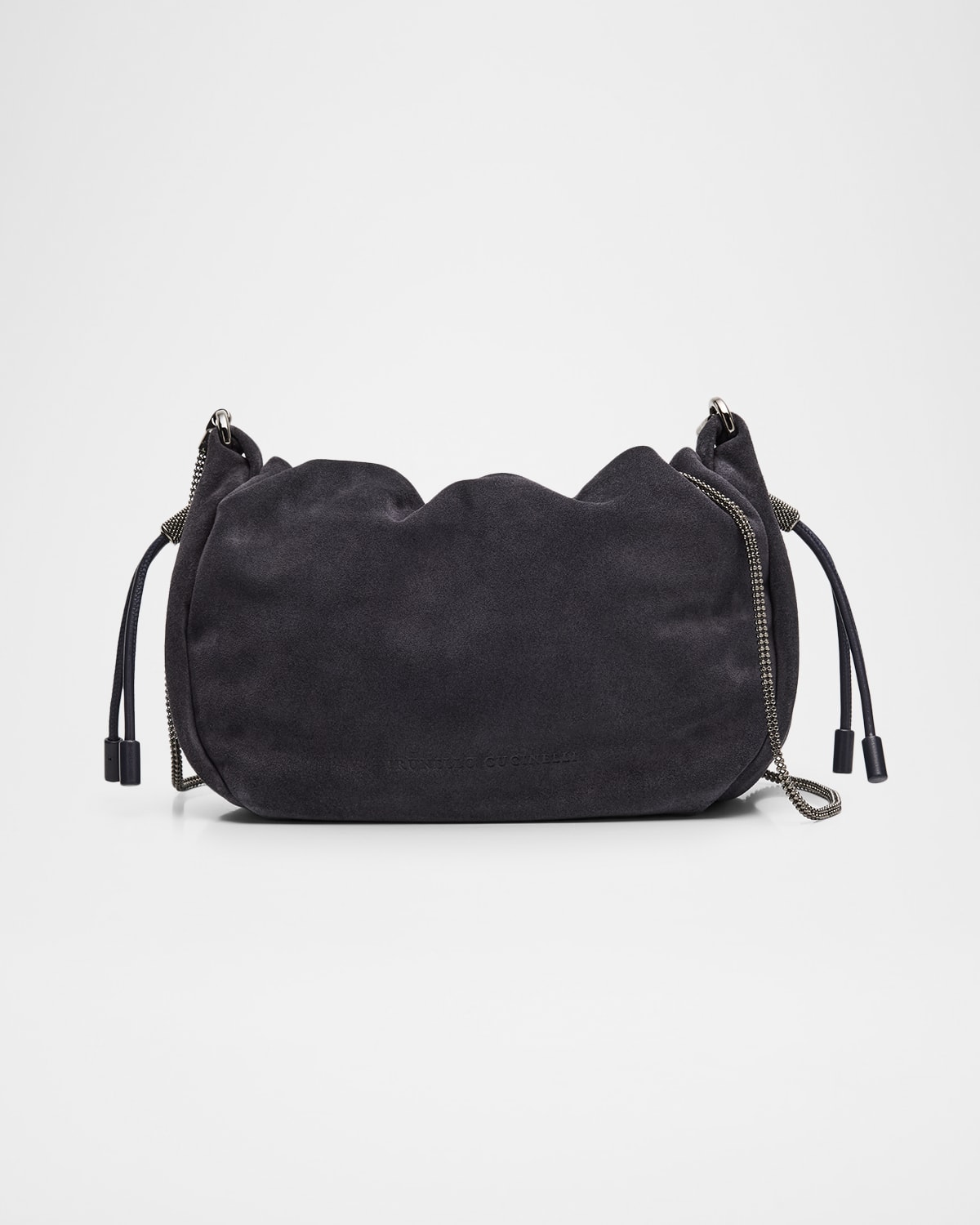 Brunello Cucinelli Mellow Mini Suede Shoulder Bag In Black