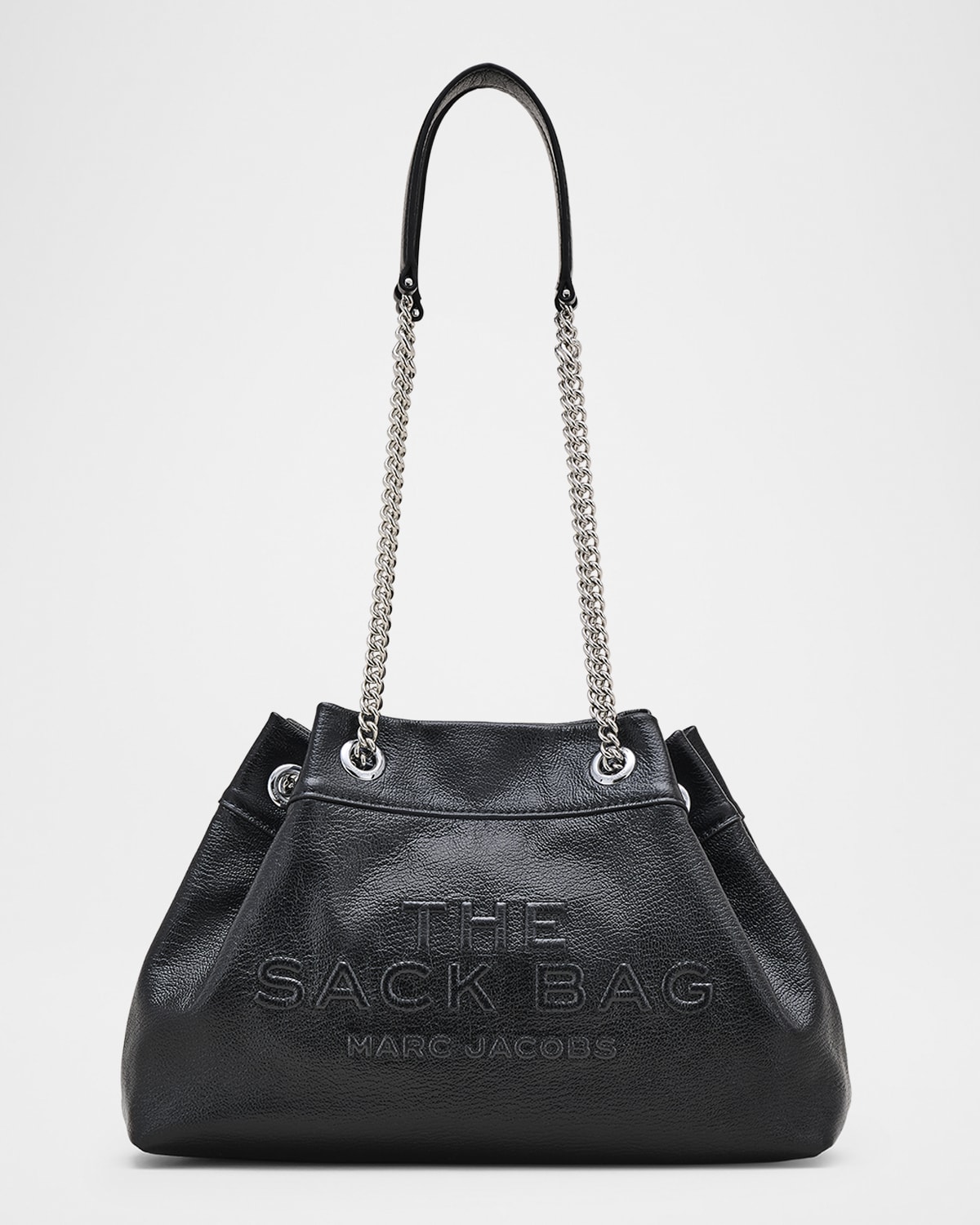 Marc Jacobs Structured Black Shoulder Bag With Drawstring Closure