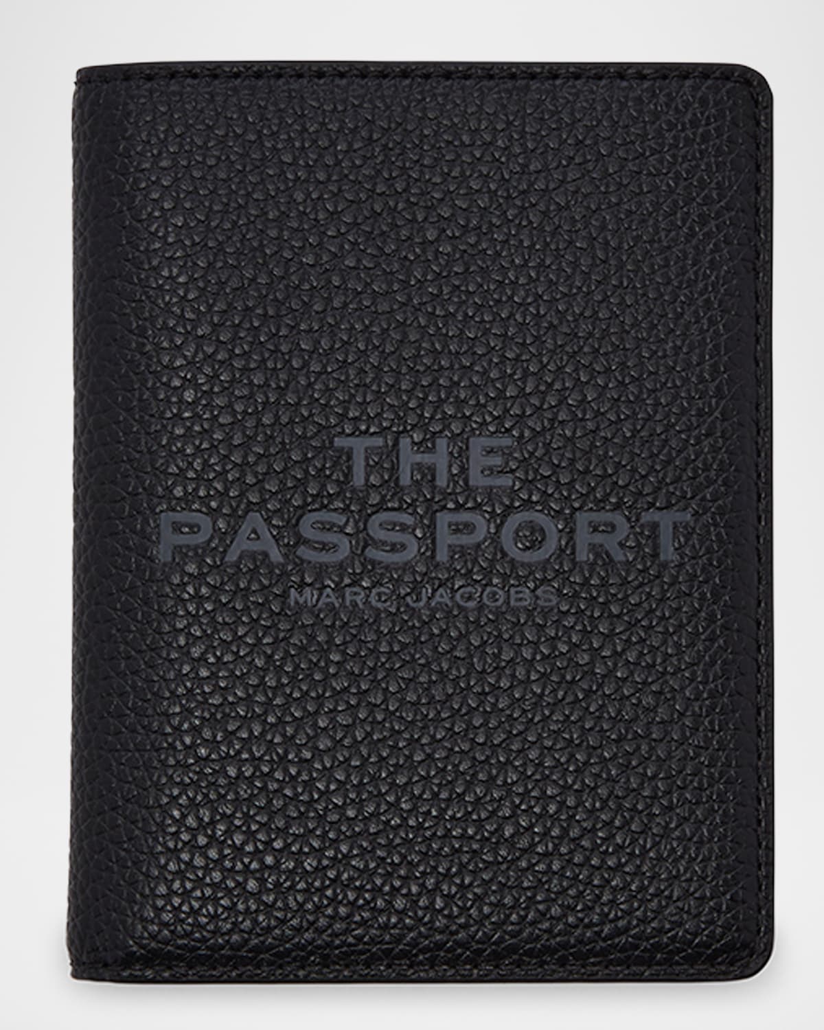 Marc Jacobs Pebble Leather Passport Holder In Black