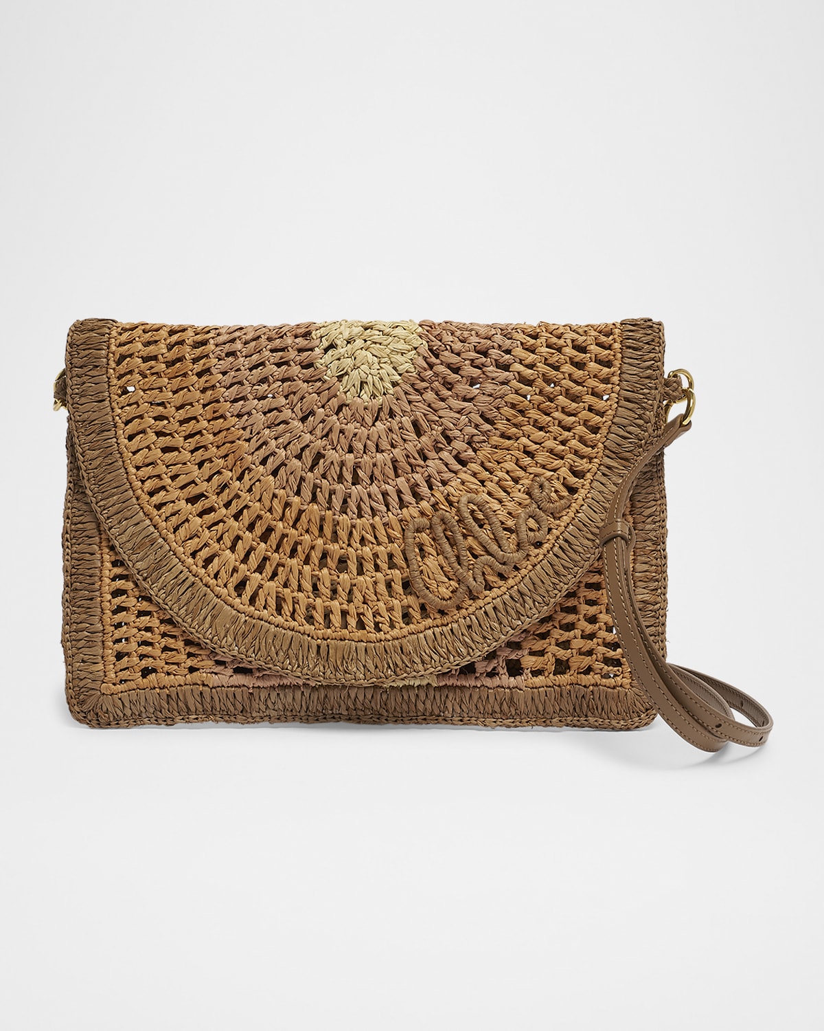 Chloé Summer Banana Sling Crossbody Bag In Crochet Paper And Leather