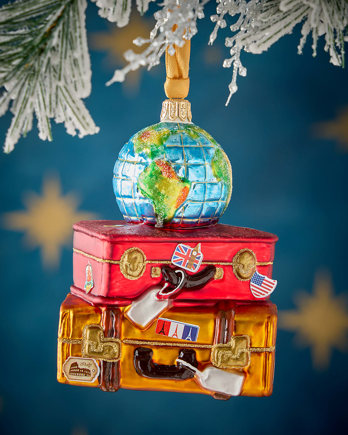 Neiman Marcus Stack Of Suitcases Christmas Ornament